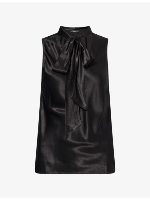 Rails Poppy Neck-Tie Satin Blouse Top
