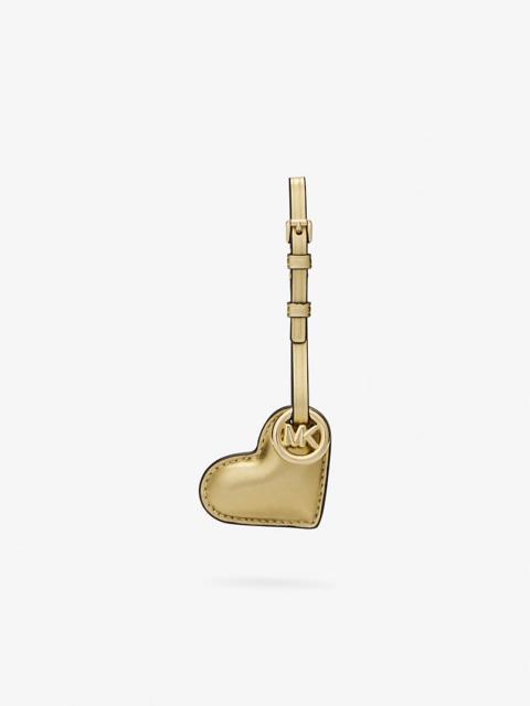 MICHAEL KORS Metallic Puffy Heart Leather Bag Charm
