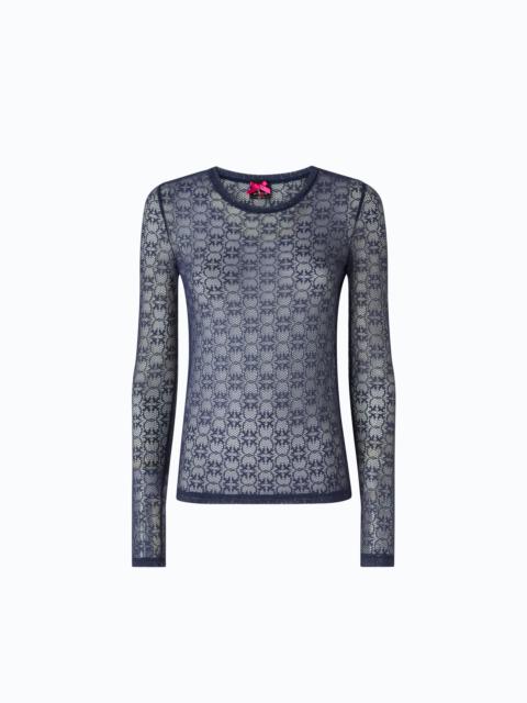 PINKO STRETCH LACE SWEATER WITH LOVE BIRDS LOGO MOTIF