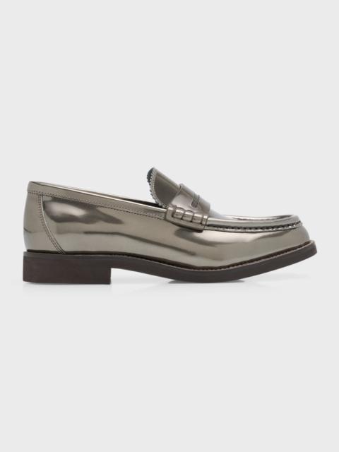 Metallic Leather Monili Penny Loafers