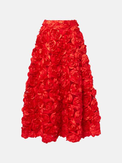 ROTATE Floral-appliqué tulle midi skirt
