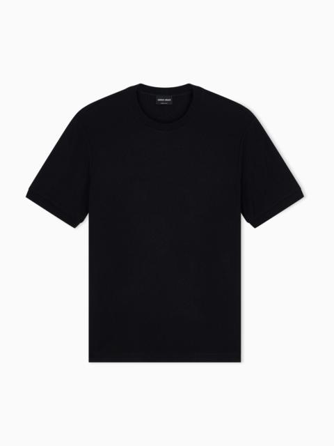 GIORGIO ARMANI T-SHIRT REGULAR FIT IN VISCOSE AND CASHMERE JACQUARD JERSEY