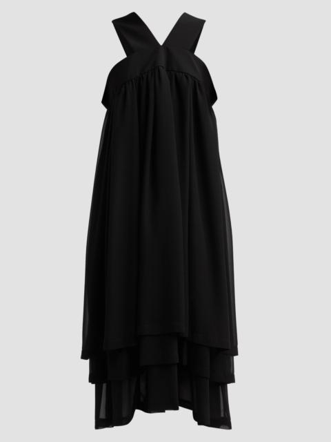 Comme Des Garçons Women's Georgette V-Neck Midi Dress - Black