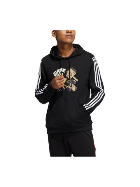 Men's adidas neo Cartoon Alphabet Printing Stripe Casual Black HA2251