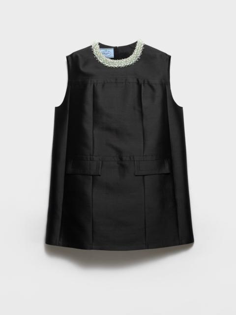 Prada Embroidered double shantung dress