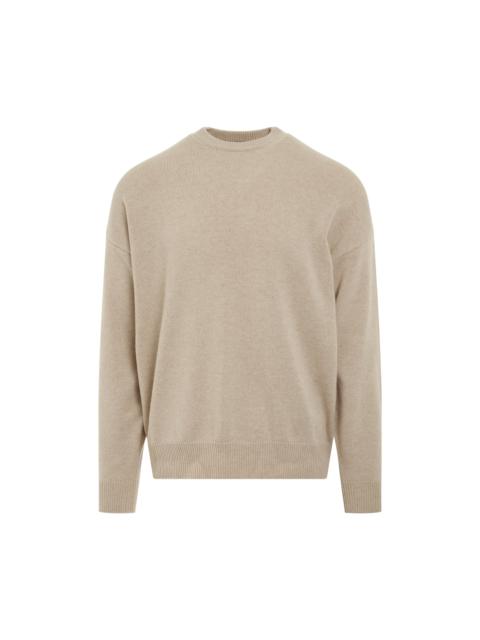 BALENCIAGA Logo Embroidered Knit Sweater in Beige