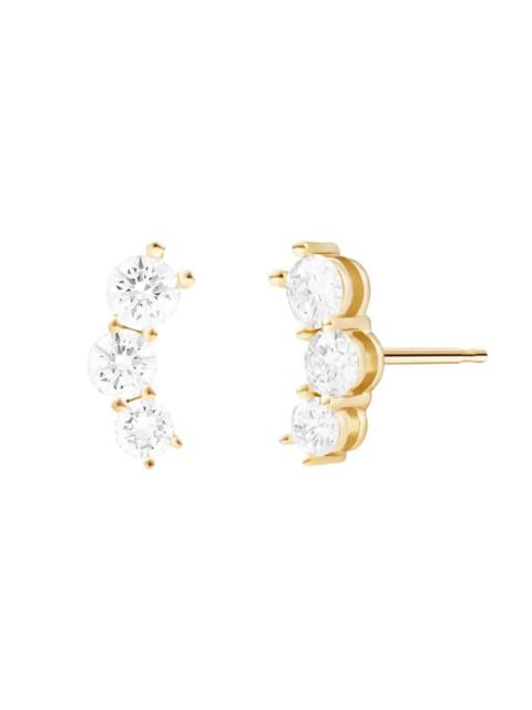 MELISSA KAYE Aria Triplet Studs - Yellow Gold