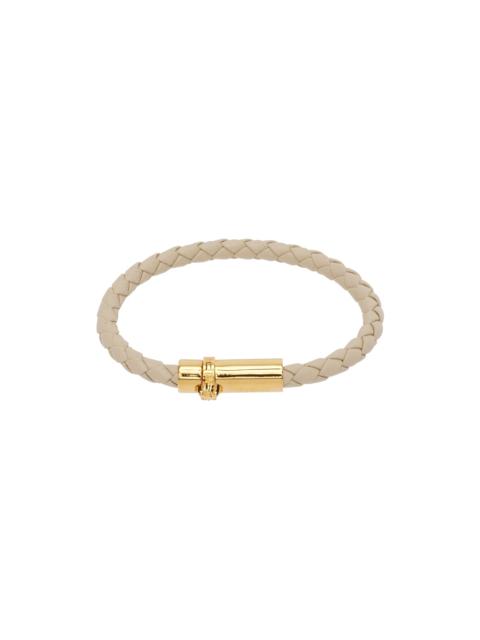 VERSACE Beige Medusa Braided Leather Bracelet