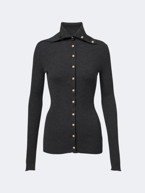 Dolce & Gabbana Embellished ribbed-knit wool cardigan