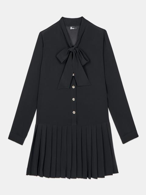 The Kooples SHORT BLACK DRESS WITH PLEATING