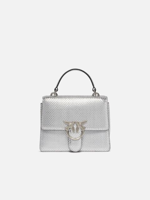 PINKO MINI LOVE BAG LAMINATED HANDBAG WITH SHOULDER STRAP