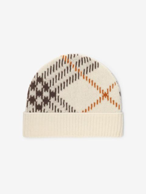 Burberry Check Cashmere Blend Beanie