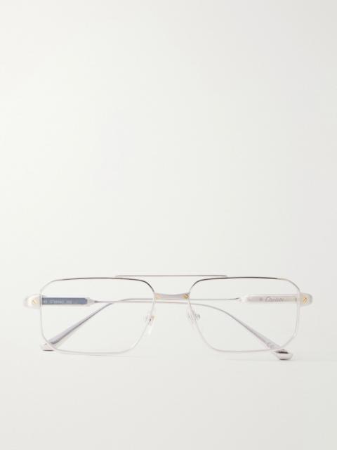 Cartier Santos de Cartier Aviator-Style Silver-Tone Glasses Silver