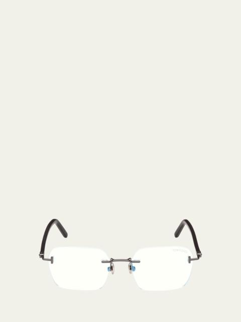 Men's Rimless Rectangle Blue Light-Blocking Glasses
