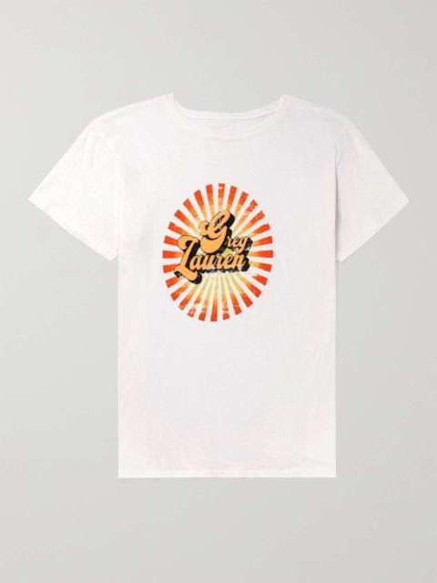 Greg Lauren Logo-Print Distressed Recycled Cotton-Jersey T-Shirt
