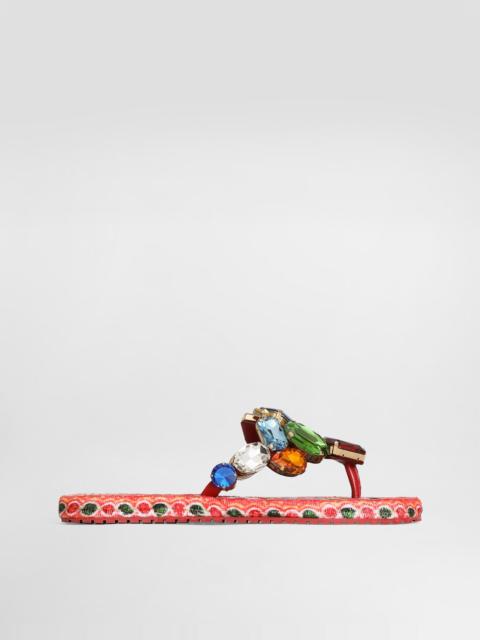 Dolce & Gabbana Flip-flops in carretto-print kid leather nappa