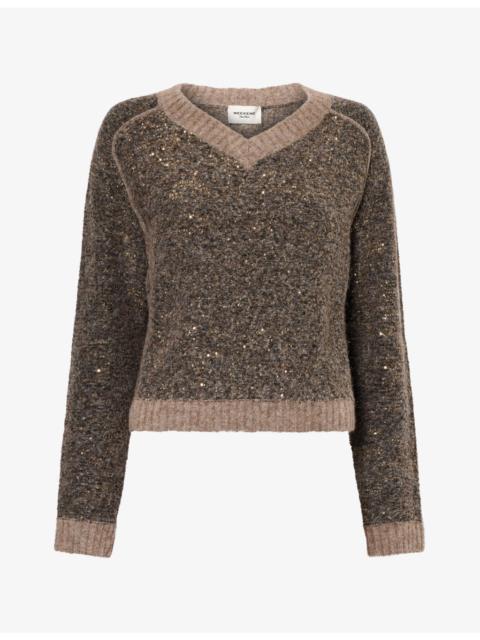 WEEKEND Max Mara Sequin-Embellished V-Neck Knitted Jumper