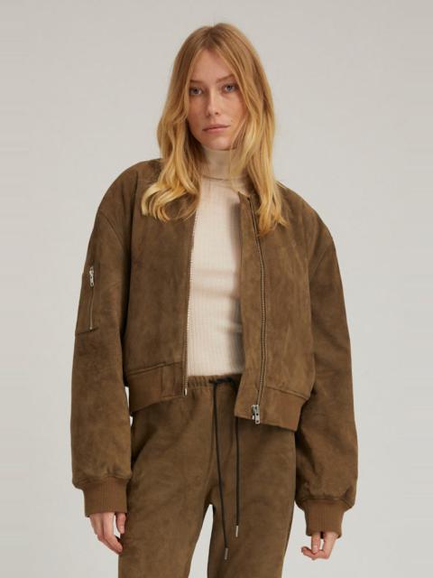 SPRWMN OLIVE SUEDE BOMBER