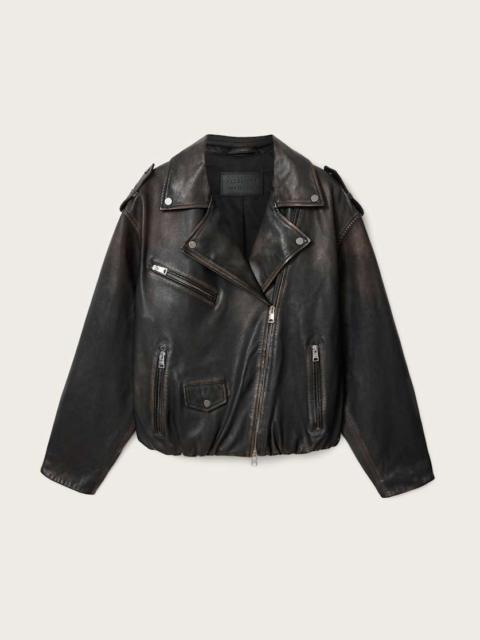 ALLSAINTS SAMINA RELAXED FIT LEATHER BIKER JACKET