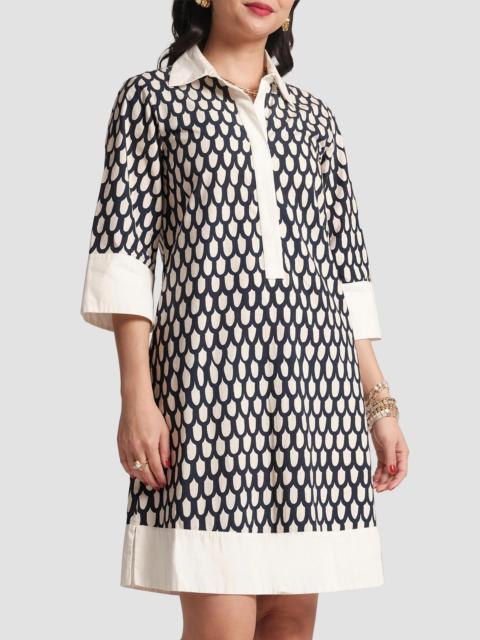FRANCES VALENTINE Women's Tracey Loop-Print Cotton Poplin Minidress - Navy Multi