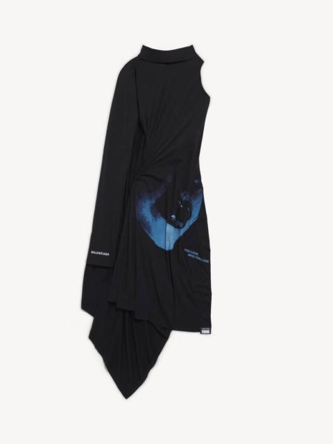BALENCIAGA Women's Lips Draped Midi Dress in Black