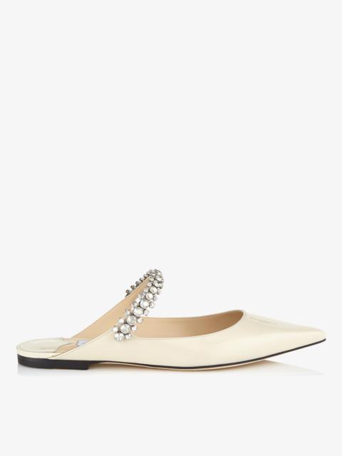 Bing Flat
Linen Patent Leather Mules with Crystal Strap