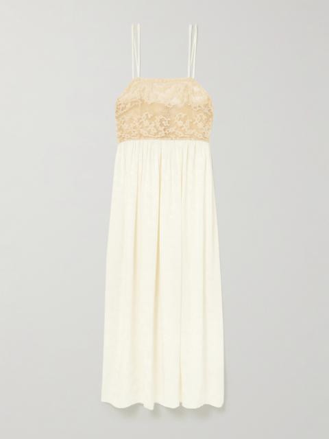 BODE Trousseau Lace And Silk-jacquard Maxi Dress