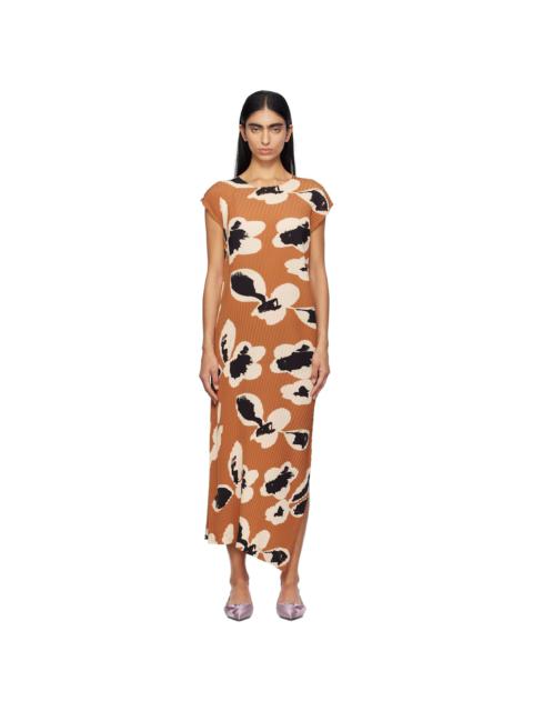 ISSEY MIYAKE Brown Vigor Pleats Maxi Dress