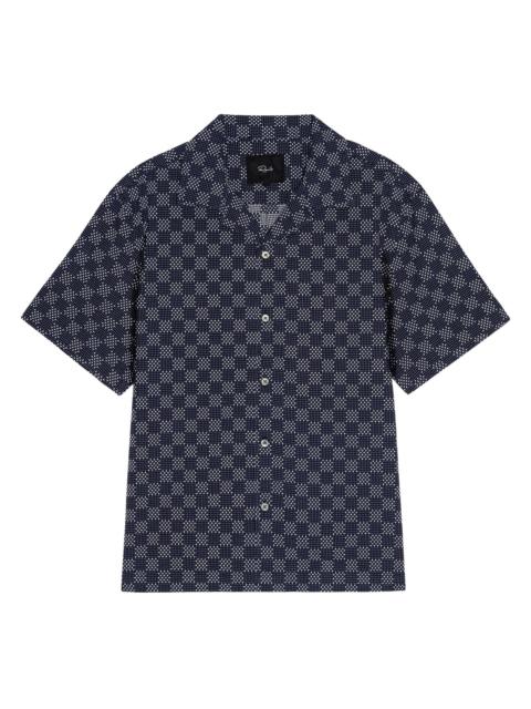 Rails Men's Kin Check Cotton Camp Shirt - Navy Sashiko