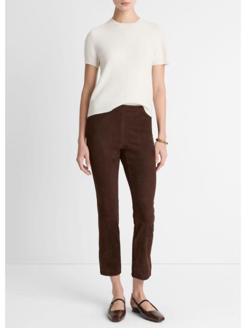 Suede Split-Hem Cropped Pant