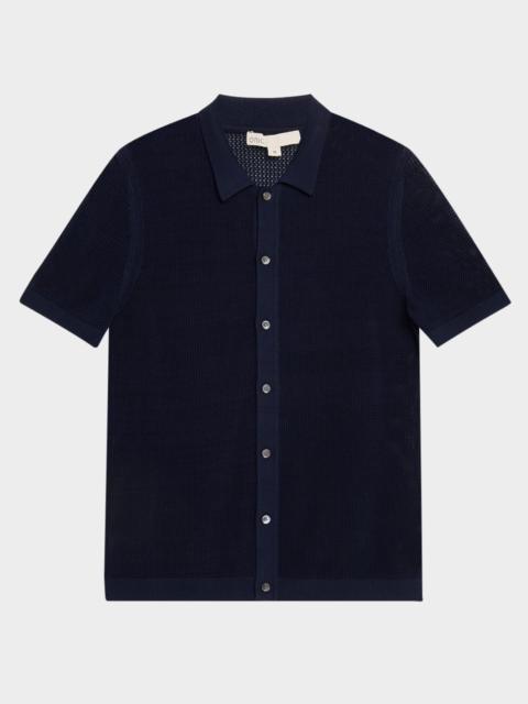 onia Men's Crochet Knit Casual Button-Down Shirt