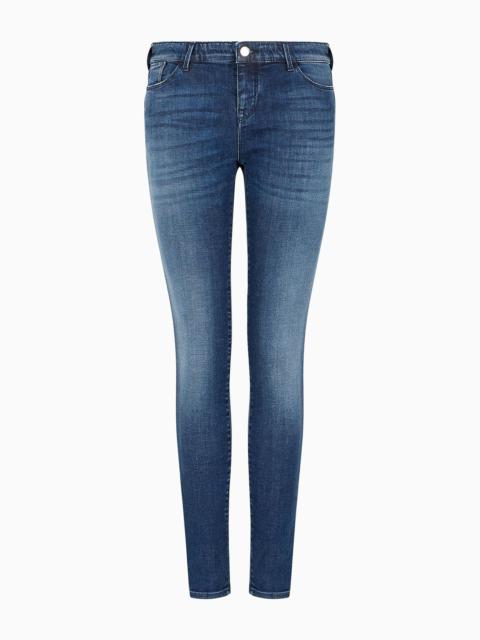 EMPORIO ARMANI J23 Mid-rise, super-skinny jeans in a worn-look denim