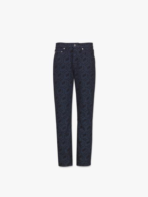 MCM Women’s Cubic Monogram Jacquard Denim Jeans in Sustainable Cotton