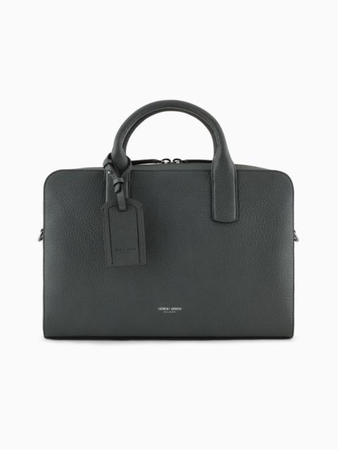 GIORGIO ARMANI PEBBLED LEATHER BRIEFCASE