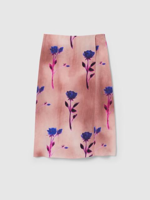 Floral print crêpe de chine skirt
