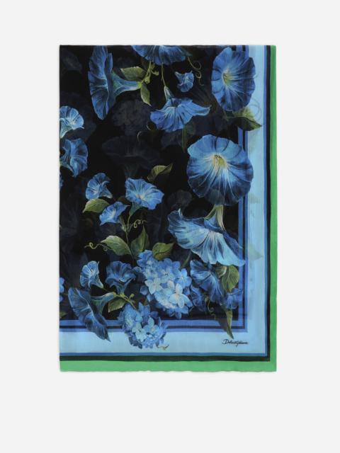 Bluebell-print silk scarf (120 x 200)