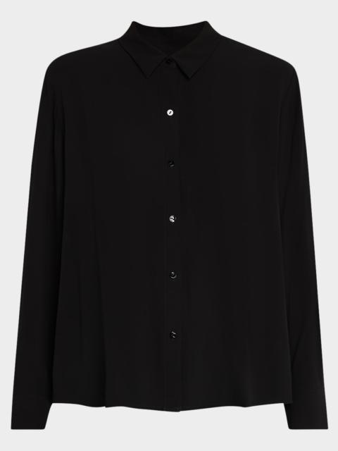 EILEEN FISHER Button-Down Silk Georgette Crepe Shirt
