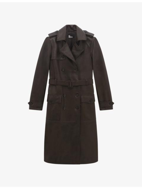 The Kooples Double-Breasted Leather Trench Coat