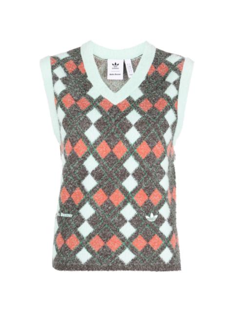 adidas x Wales Bonner argyle knitted vest