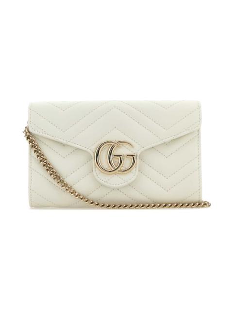 GUCCI White Leather Gg Marmont Wallet