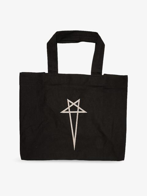 Rick Owens Bathrobe graphic-embroidery cotton-canvas tote bag