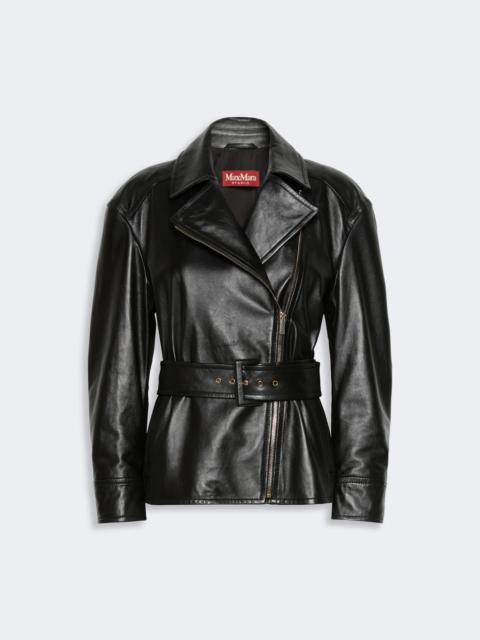 Max Mara GIUSTO Nappa leather biker jacket - BLACK