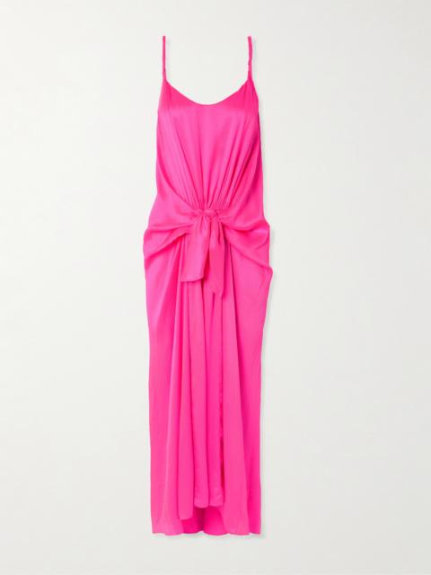 JW Anderson Tie-detailed Crinkled-silk Maxi Dress