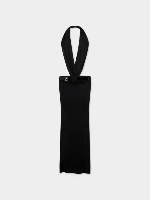 DSQUARED2 DEEP CUT SHINY VISCOSE JERSEY LONG DRESS
