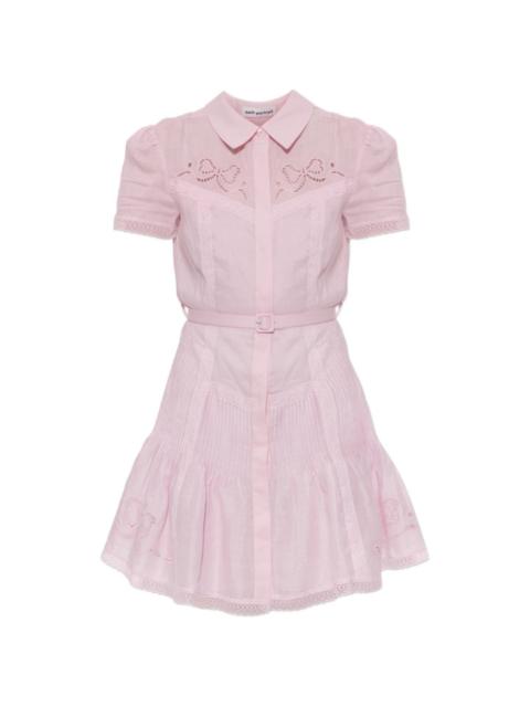 self-portrait belted broderie-anglaise mini dress