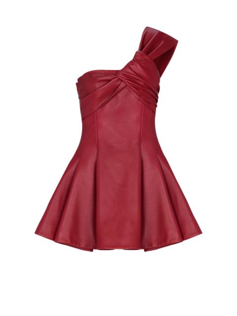 Balmain Smooth leather one-shoulder dress