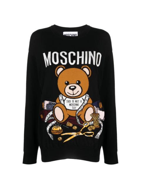 teddy bear intarsia-knit jumper