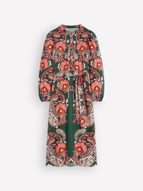 BODEN Eli Belted Jersey Midi Dress-Hunter Green, Bohemia Dream