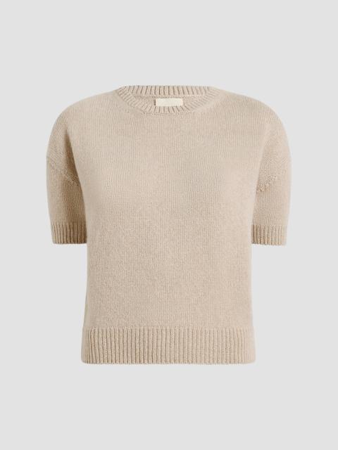 KHAITE Women's Golden Cashmere Short-Sleeve Sweater - Sepia