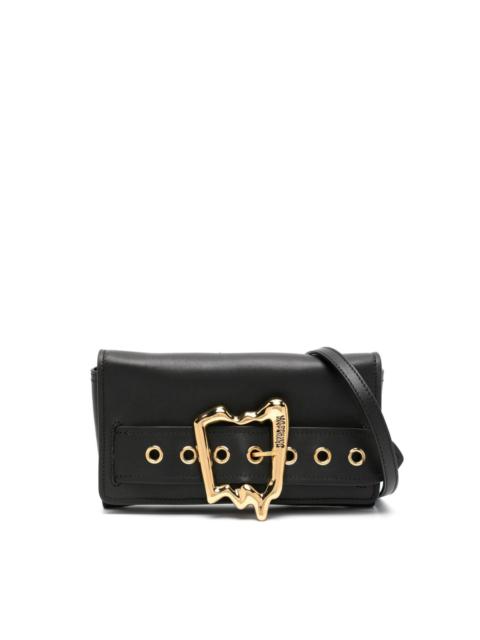 Morphed-buckle leather crossbody bag